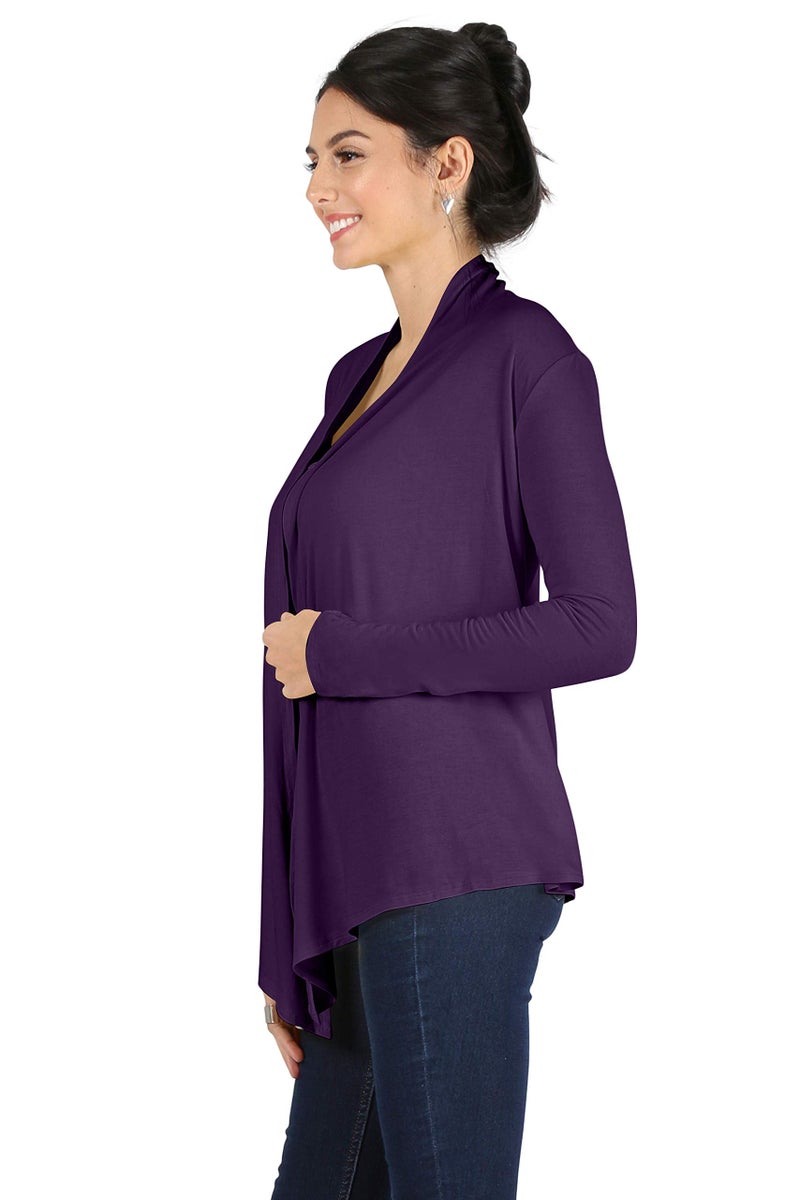 Simlu Womens Open Drape Cardigan Reg and Plus Size Cardigan Sweater Long Sleeves - USA Plum X-Large - Image 3